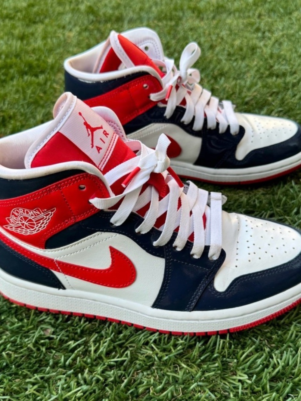Nike Air Jordan 1 Mid Champ Colors DJ5984-400 Patent Leather Women’s 7